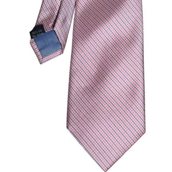 Tommy Hilfiger Tie Pink Blue Diagonal Stripes Business‎ Formal Preppy Classic - Picture 4 of 12